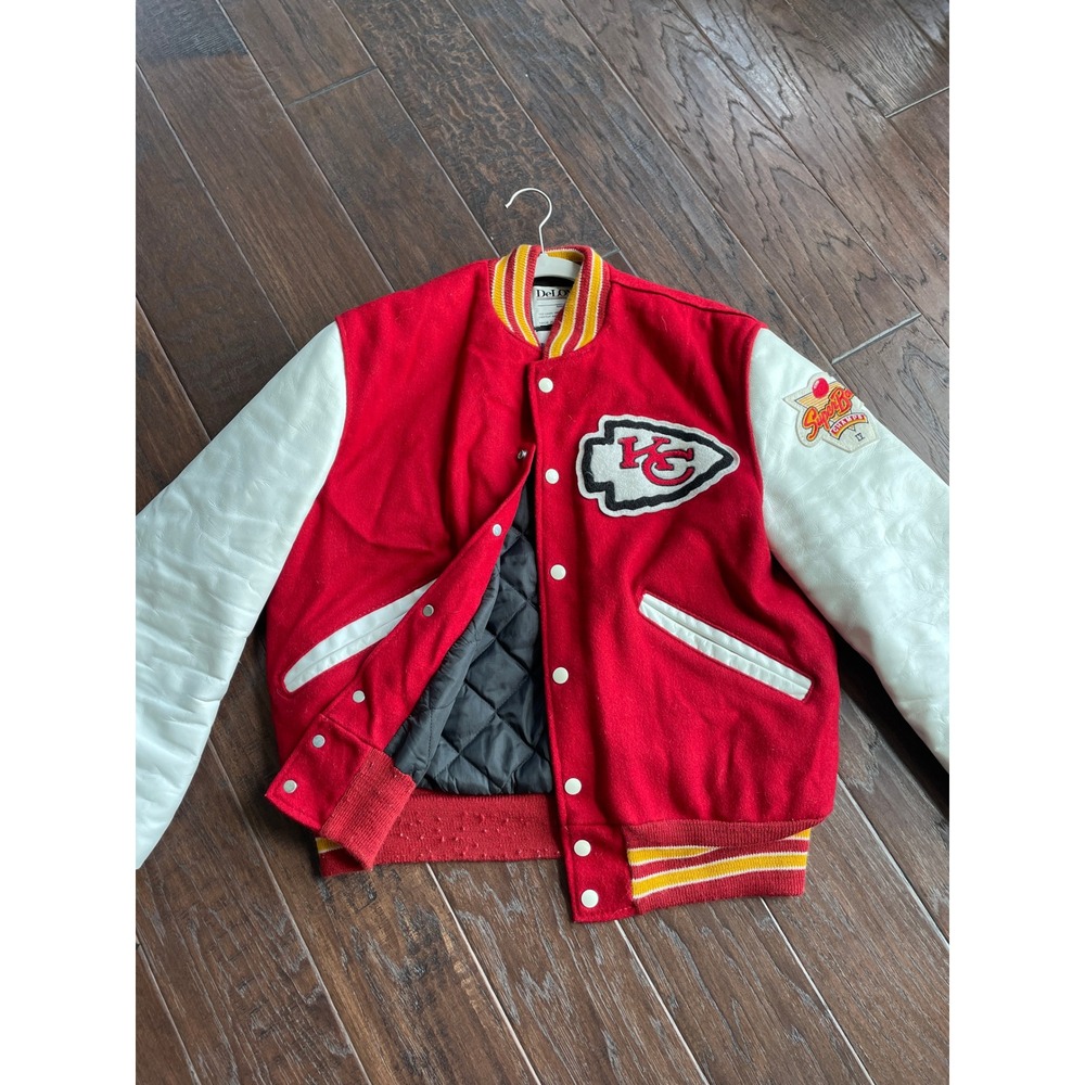 Vintage DeLONG Kansas City Chiefs Varsity Jacket NFL Wool Super Bowl Champs